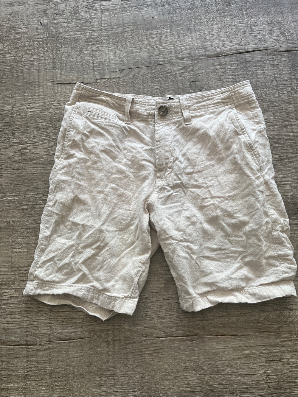 14th & Union Cream Flat Front Linen-Blend Men's Shorts